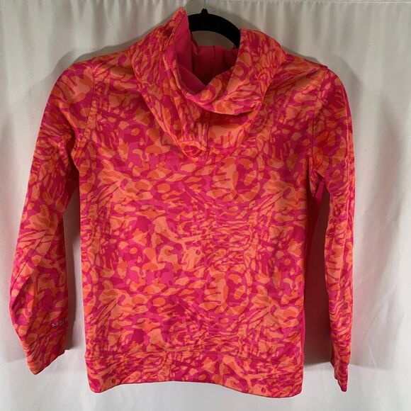 Under Armour Hoodie Girls Youth Medium Pink Orange Camo Pockets Pullover - Picture 7 of 9